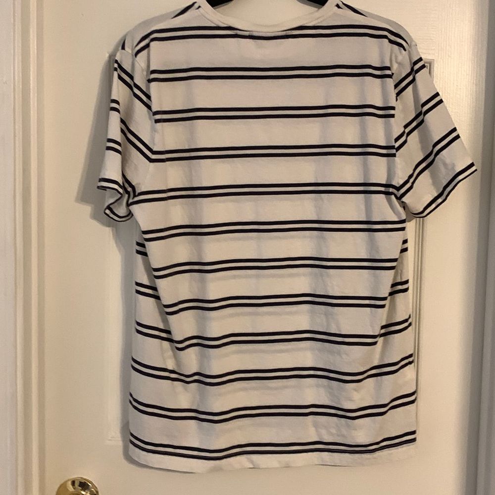 LACOSTE STRIPE JERSEY TEE White and Blue Regular Fit Large - Picture 5 of 8